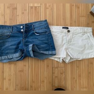Forever 21 Blue and express cream Women Shorts